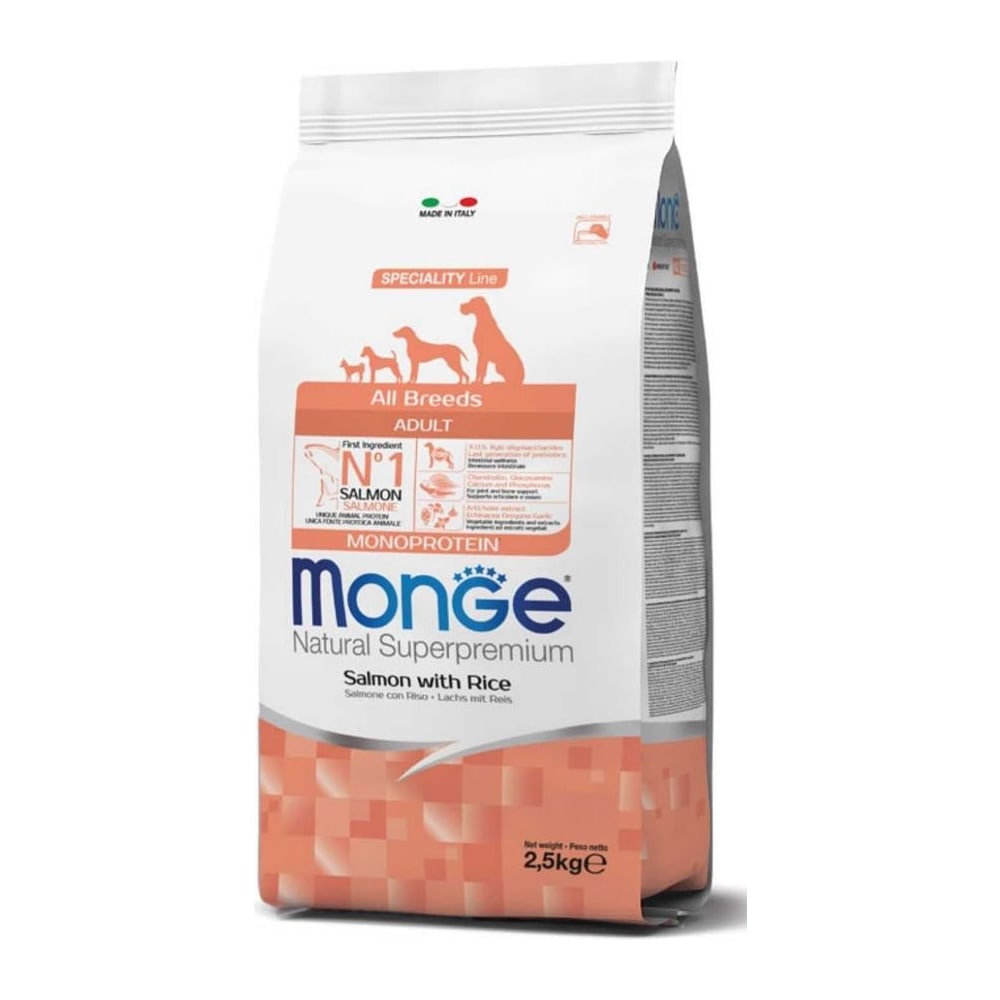 Храна за кучиња Monge All Breeds Adult Monoprotein Salmon & Rice 12кг