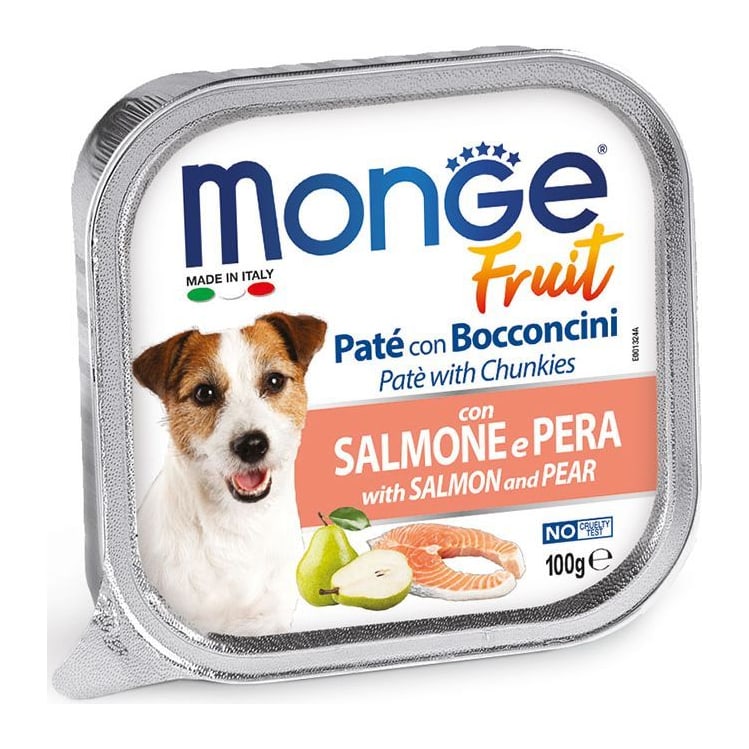 Храна за кучиња Monge Fruit Salmon & Pear (влажна храна) 5*100гр
