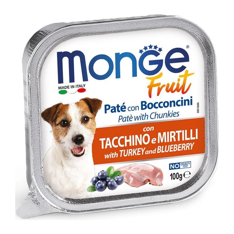 Храна за кучиња Monge Fruit Turkey & Blueberry (влажна храна) 5*100гр
