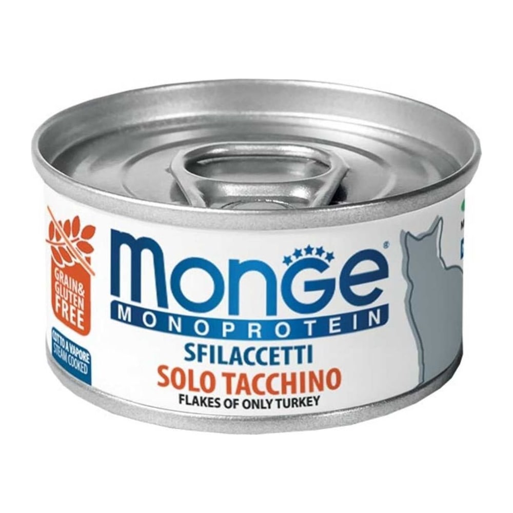 Храна за мачки Monge Monoprotein Flakes Only Turkey (влажна храна) 5*80гр