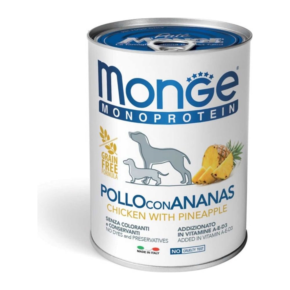 Храна за кучиња Monge Monoprotein Fruits Chicken & Pineapple (влажна храна) 400гр