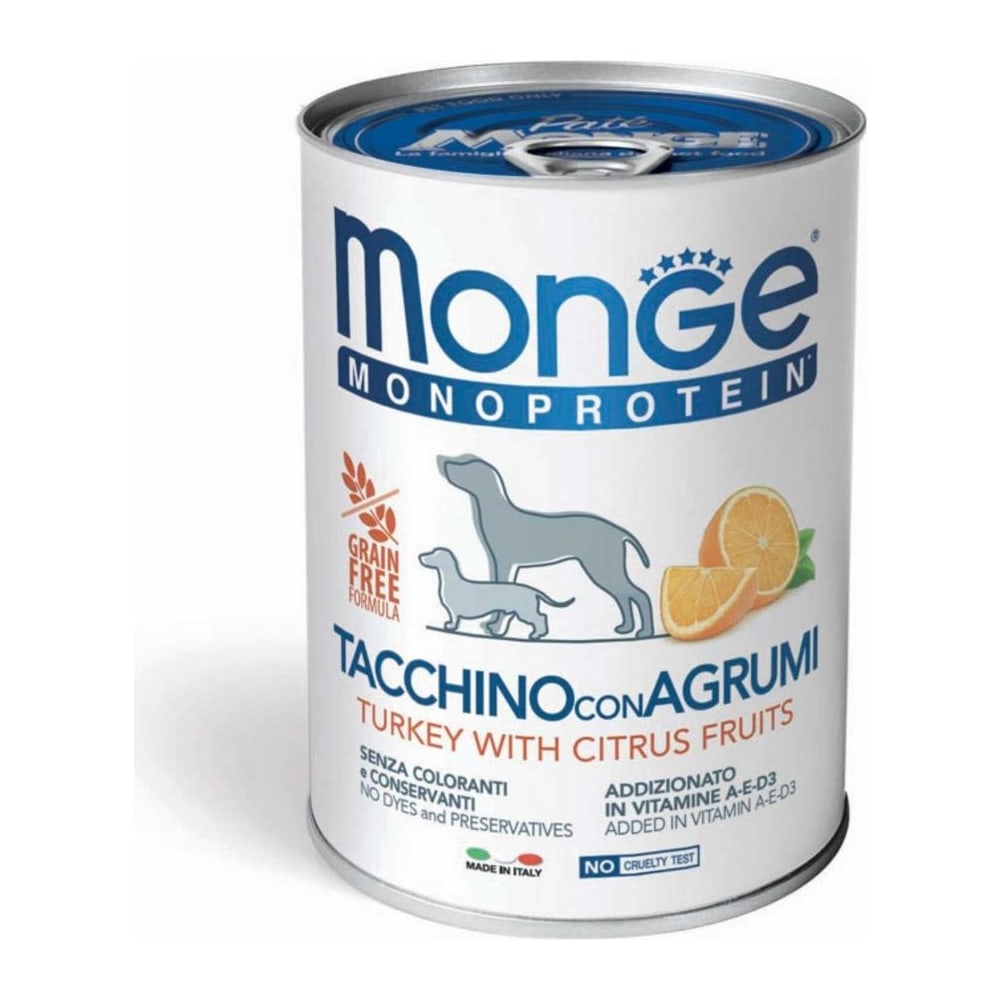 Храна за кучиња Monge Monoprotein Fruits Turkey & Citrus (влажна храна) 400гр