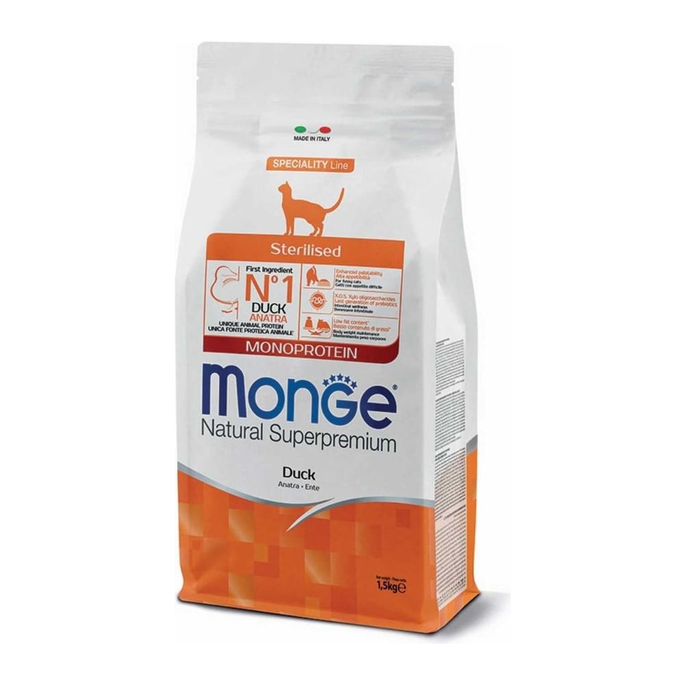 Храна за мачки Monge Monoprotein Sterilised Duck 1,5кг